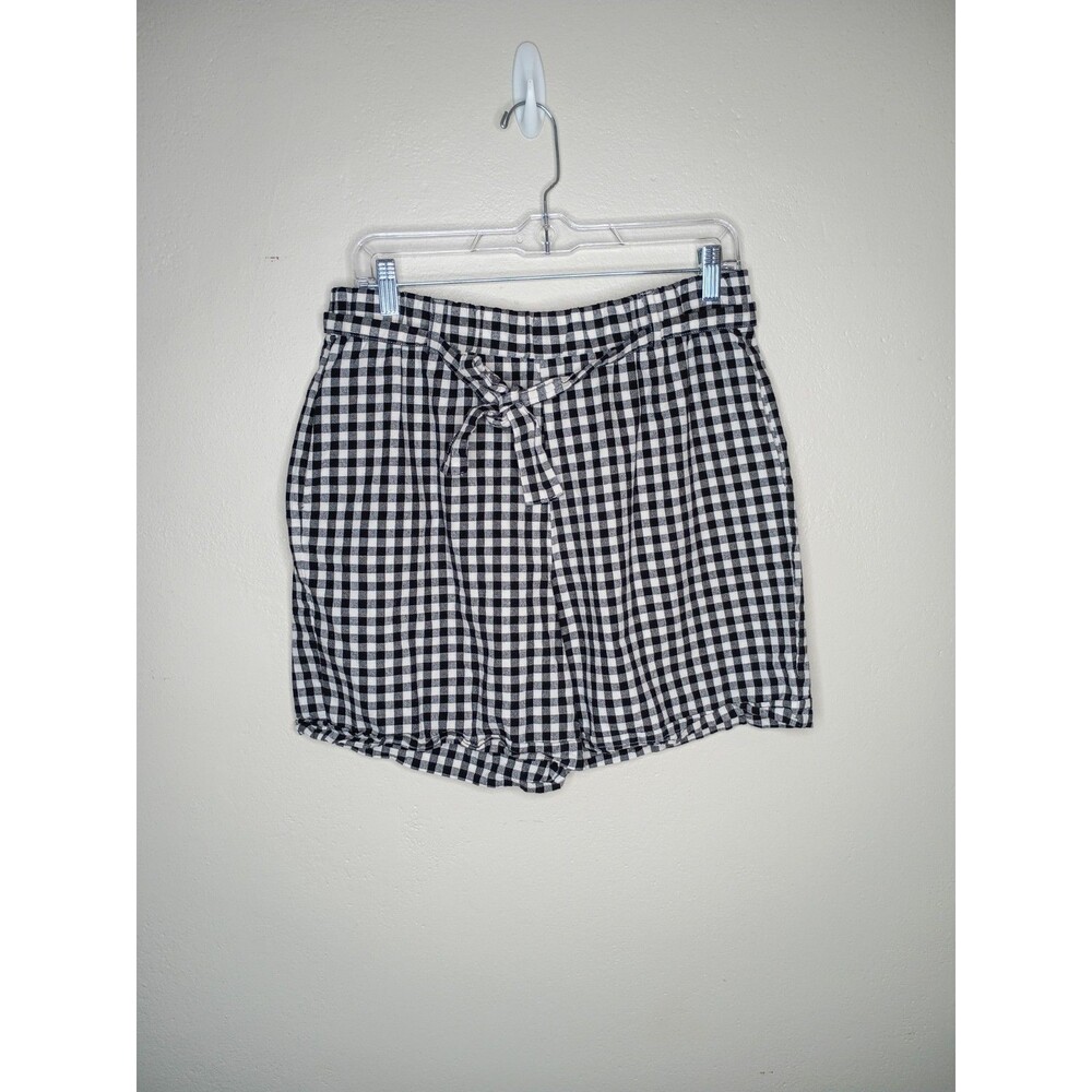 charlie women's high waisted women's shorts size large black and white gingham